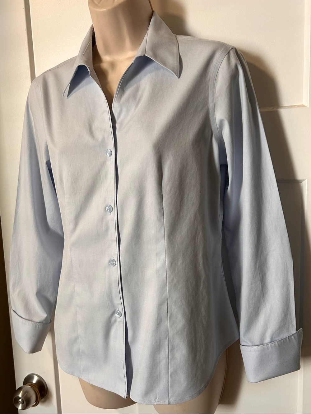 Jones New York Collection Platinum pale blue long sleeve Blouse size 6P